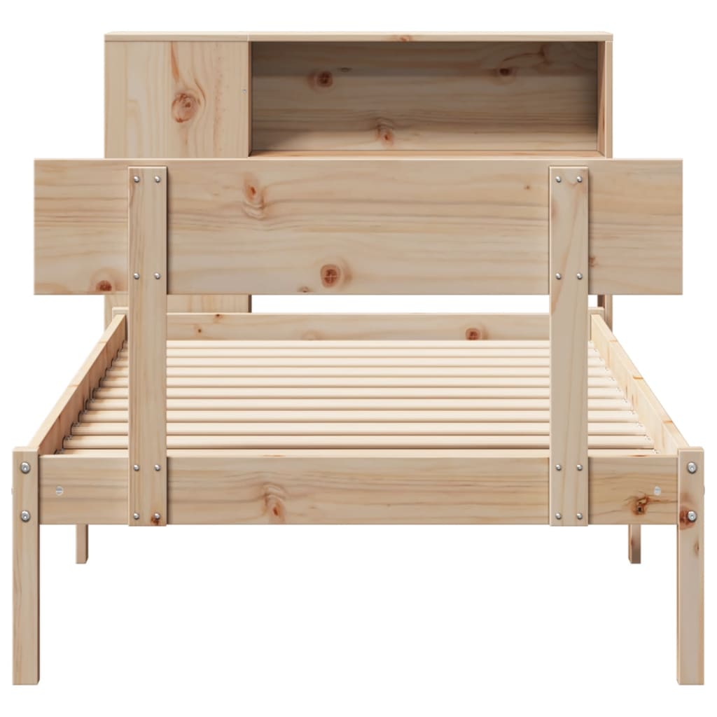 Bookcase Bed without Mattress 90x200 cm Solid Wood Pine