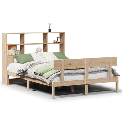 Bookcase Bed without Mattress 140x190 cm Solid Wood Pine