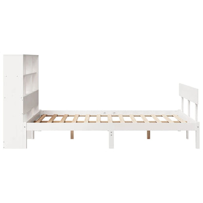 Bookcase Bed without Mattress White 140x190 cm Solid Wood Pine