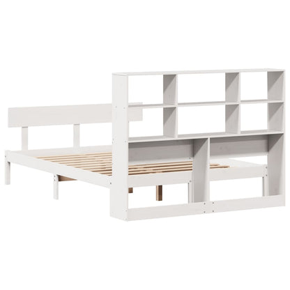 Bookcase Bed without Mattress White 140x190 cm Solid Wood Pine
