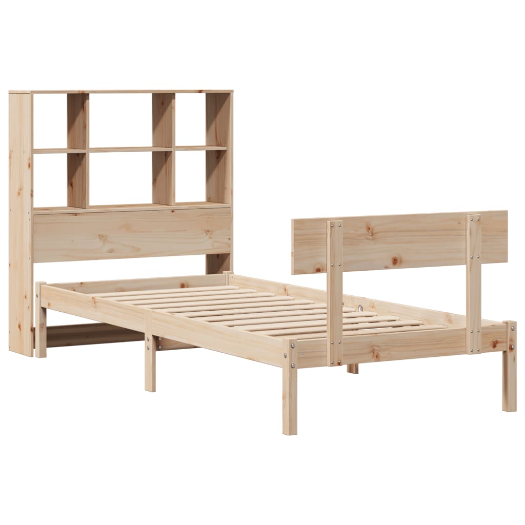 Bookcase Bed without Mattress 90x200 cm Solid Wood Pine