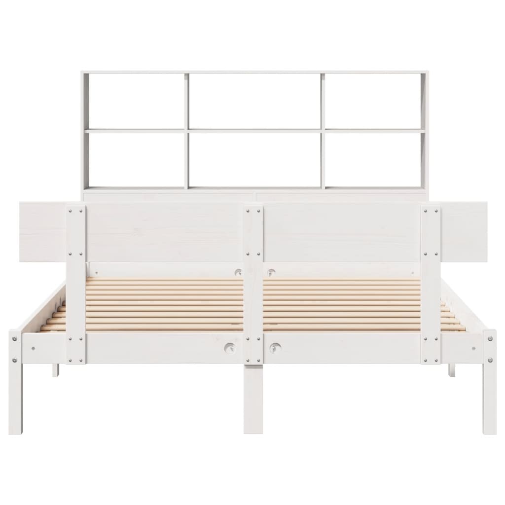 Bookcase Bed without Mattress White 120x200 cm Solid Wood Pine