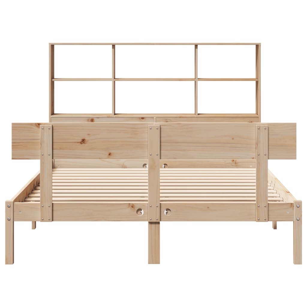 Bookcase Bed without Mattress 150x200 cm King Size Solid Wood Pine