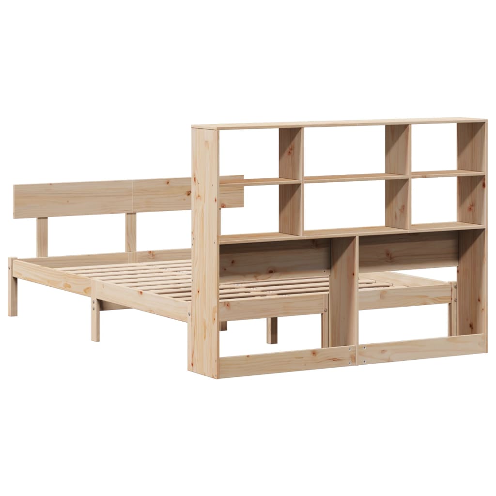 Bookcase Bed without Mattress 150x200 cm King Size Solid Wood Pine