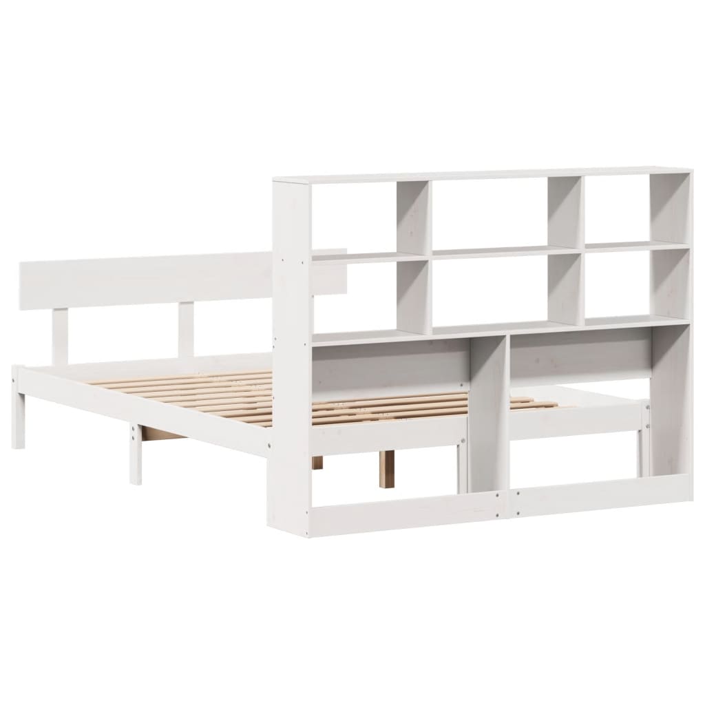 Bookcase Bed without Mattress White 160x200 cm Solid Wood Pine