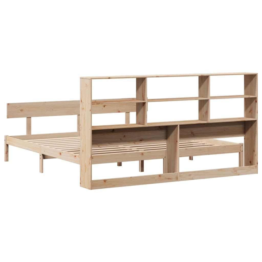 Bookcase Bed without Mattress 180x200 cm Super King Solid Wood Pine