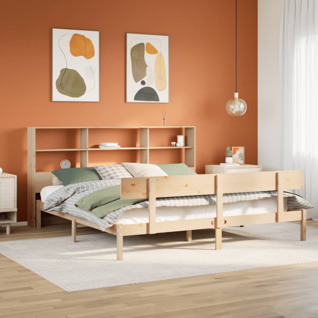 Bookcase Bed without Mattress 180x200 cm Super King Solid Wood Pine