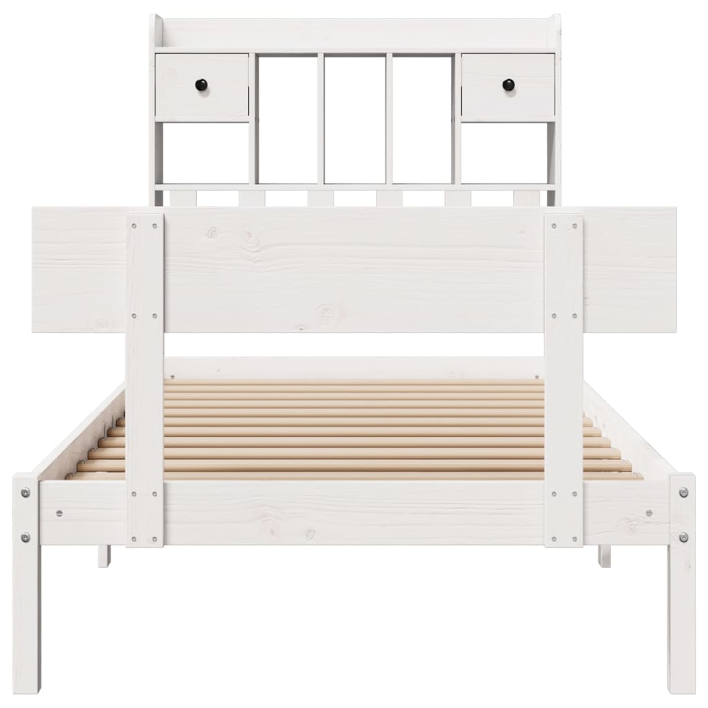 Bookcase Bed without Mattress White 75x190 cm Small Single Solid Wood Pine