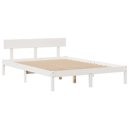 Bookcase Bed without Mattress White 140x190 cm Solid Wood Pine