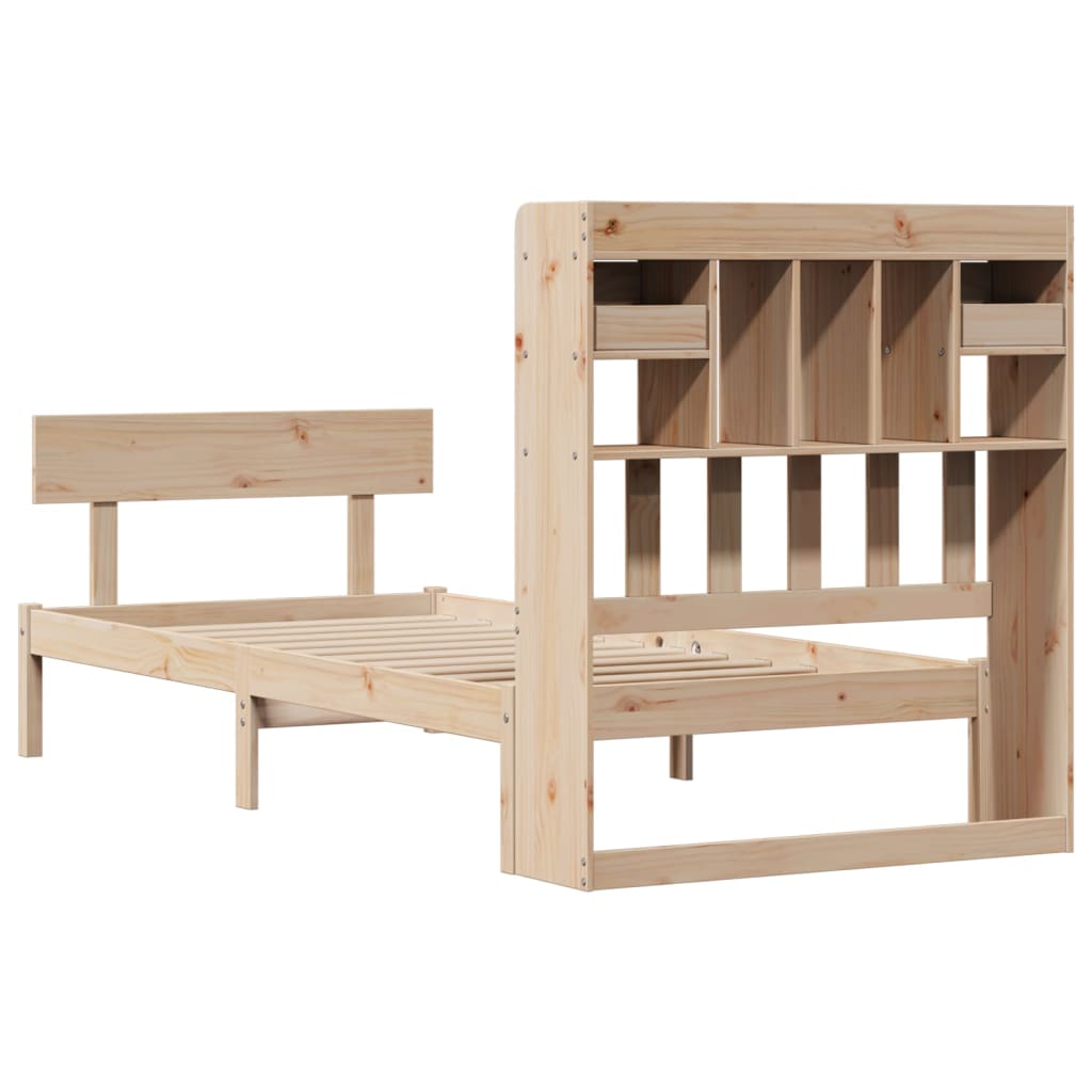 Bookcase Bed without Mattress 90x200 cm Solid Wood Pine