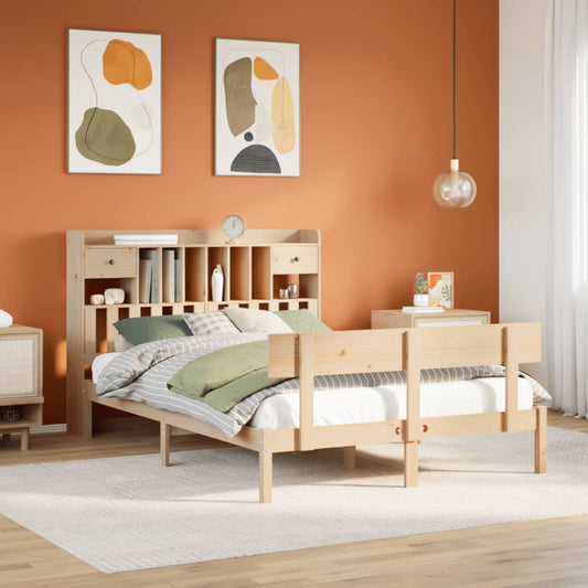 Bookcase Bed without Mattress 140x200 cm Solid Wood Pine