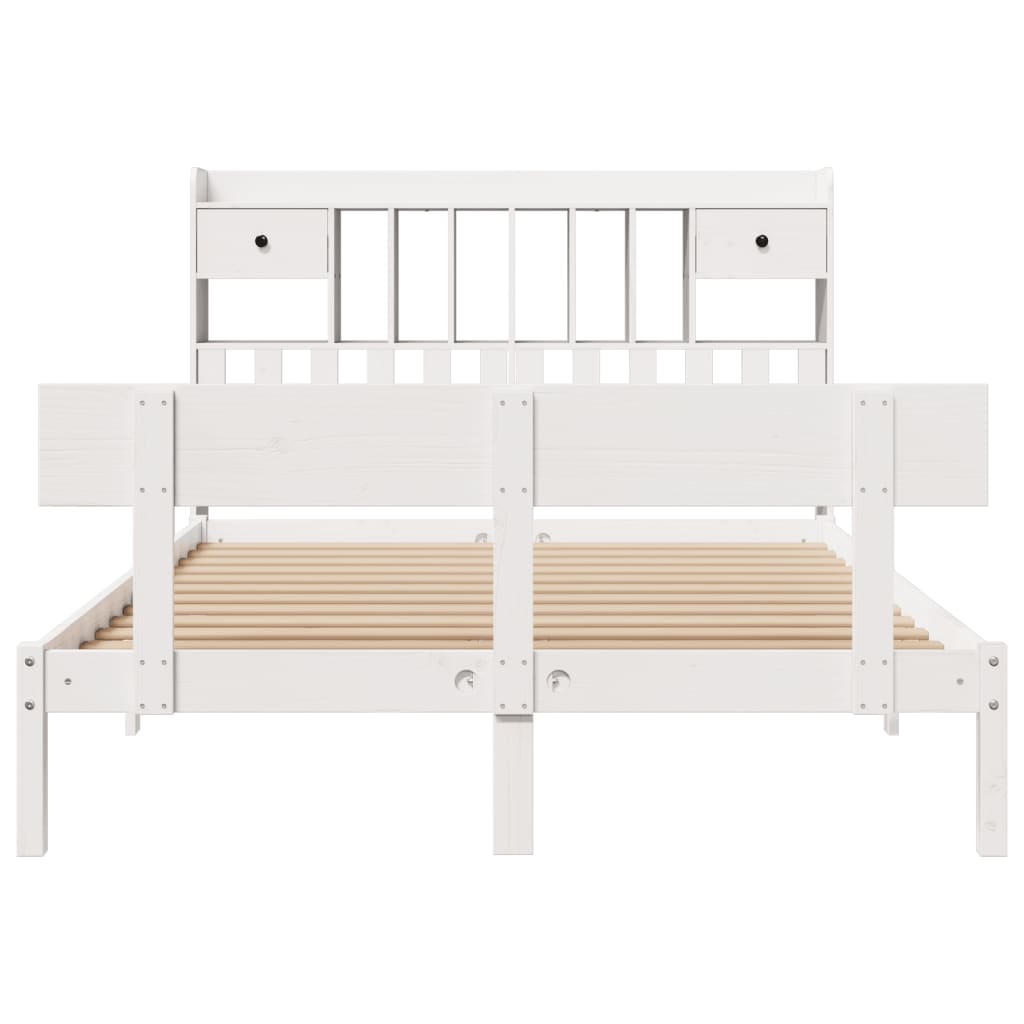 Bookcase Bed without Mattress White 140x200 cm Solid Wood Pine