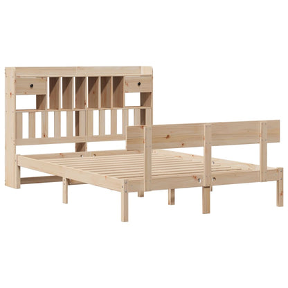 Bookcase Bed without Mattress 150x200 cm King Solid Wood Pine