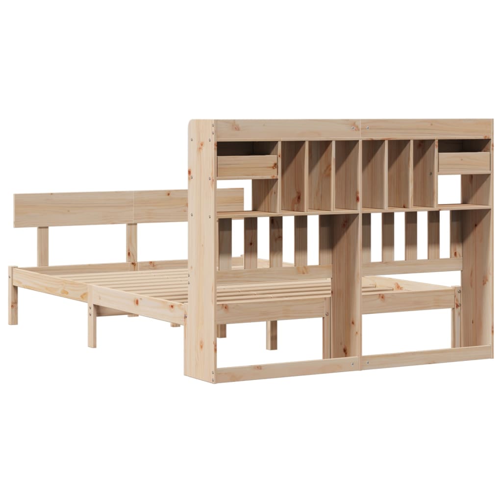 Bookcase Bed without Mattress 160x200 cm Solid Wood Pine