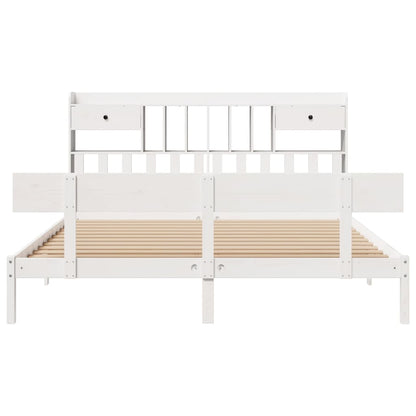 Bookcase Bed without Mattress White 180x200 cm Super King Solid Wood Pine