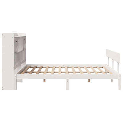 Bookcase Bed without Mattress White 180x200 cm Super King Solid Wood Pine