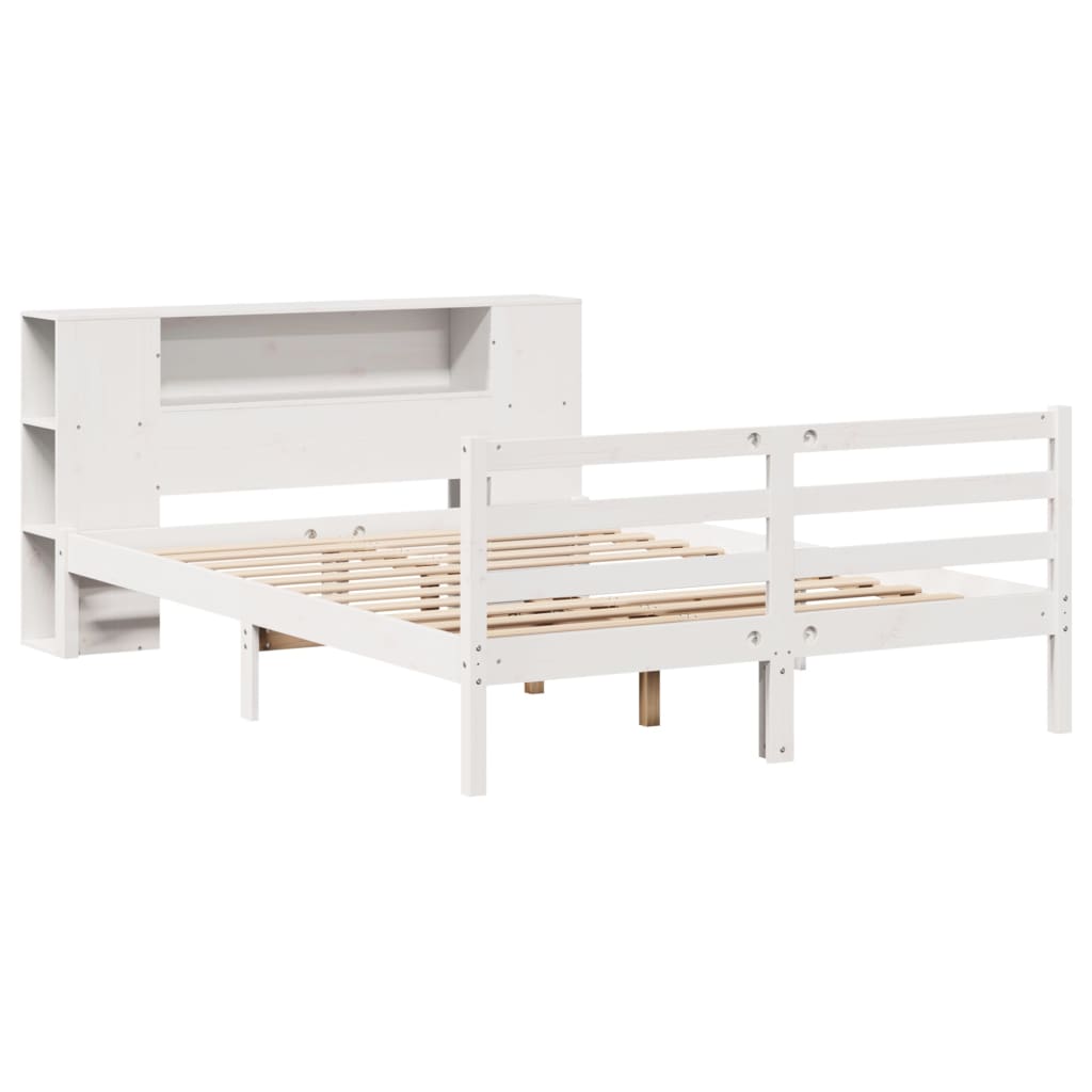 Bookcase Bed without Mattress White 120x190 cm Small Double Solid Wood Pine