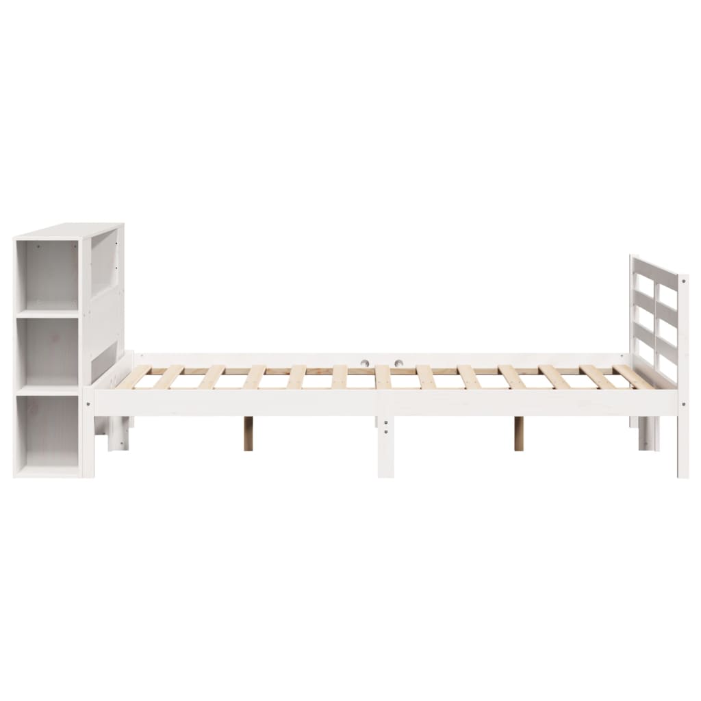 Bookcase Bed without Mattress White 120x190 cm Small Double Solid Wood Pine