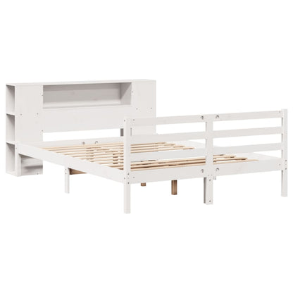 Bookcase Bed without Mattress White 140x190 cm Solid Wood Pine