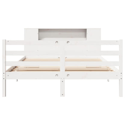 Bookcase Bed without Mattress White 140x190 cm Solid Wood Pine