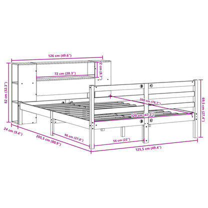 Bookcase Bed without Mattress 120x200 cm Solid Wood Pine