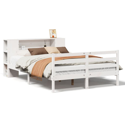Bookcase Bed without Mattress White 160x200 cm Solid Wood Pine