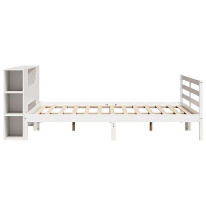 Bookcase Bed without Mattress White 180x200 cm Super King Solid Wood Pine