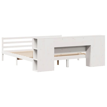 Bookcase Bed without Mattress White 200x200 cm Solid Wood Pine