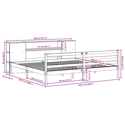 Bookcase Bed without Mattress White 200x200 cm Solid Wood Pine