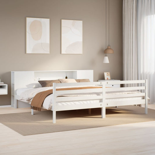 Bookcase Bed without Mattress White 200x200 cm Solid Wood Pine