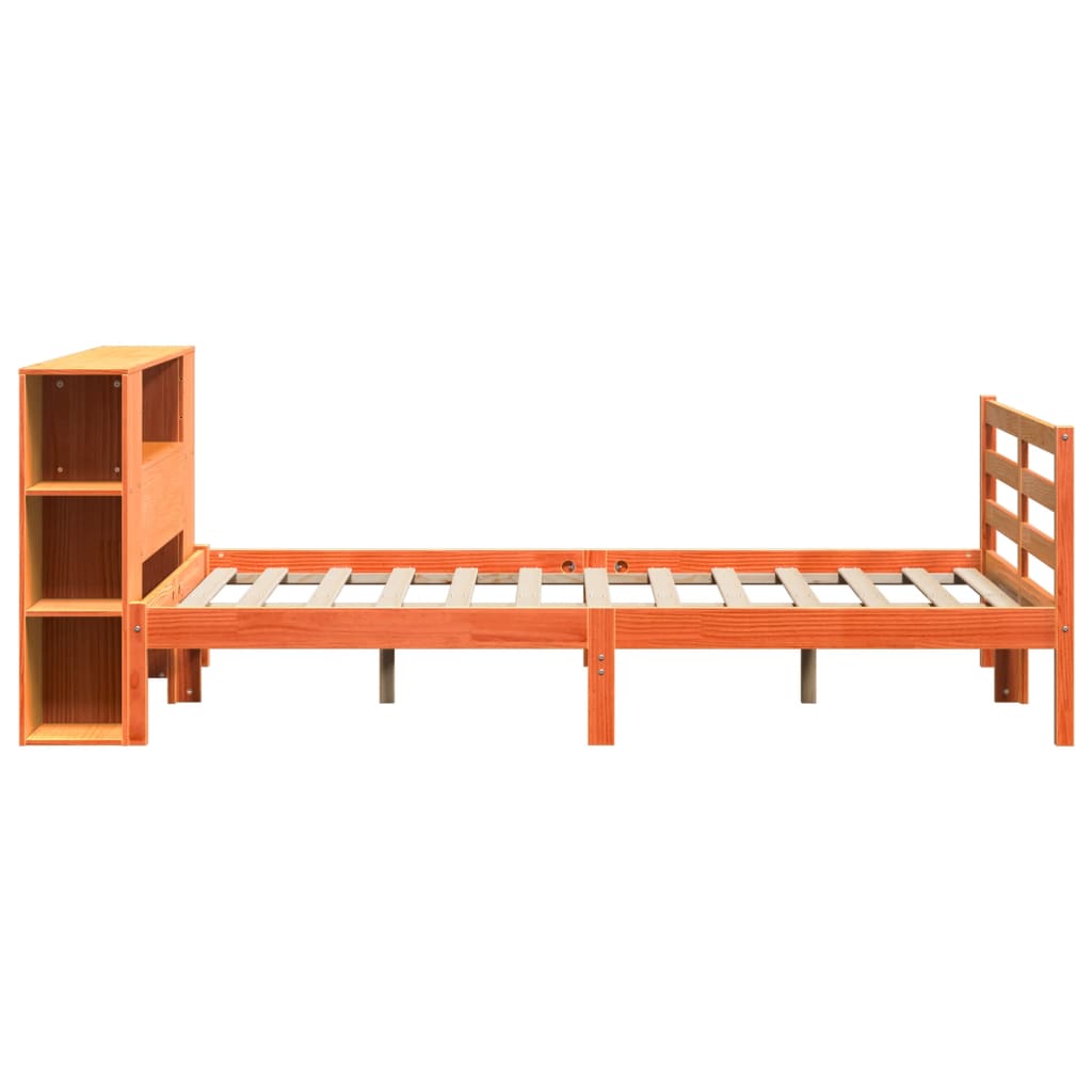 Bookcase Bed without Mattress Wax Brown 135x190 cm Double Solid Wood Pine