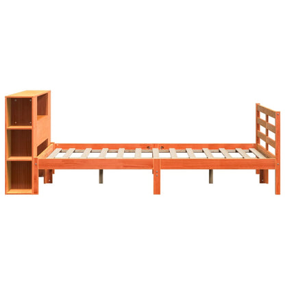 Bookcase Bed without Mattress Wax Brown 135x190 cm Double Solid Wood Pine