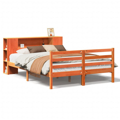 Bookcase Bed without Mattress Wax Brown 120x200 cm Solid Wood Pine