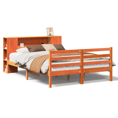 Bookcase Bed without Mattress Wax Brown 160x200 cm Solid Wood Pine