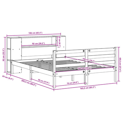 Bookcase Bed without Mattress Wax Brown 160x200 cm Solid Wood Pine