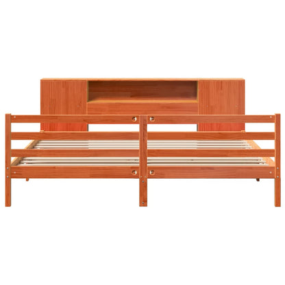 Bookcase Bed without Mattress Wax Brown 180x200 cm Super King Solid Wood Pine