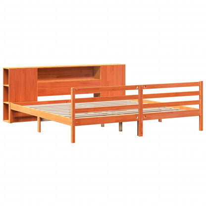 Bookcase Bed without Mattress Wax Brown 200x200 cm Solid Wood Pine