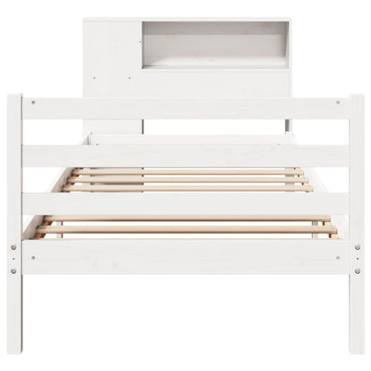 Bookcase Bed without Mattress White 75x190 cm Small Single Solid Wood Pine