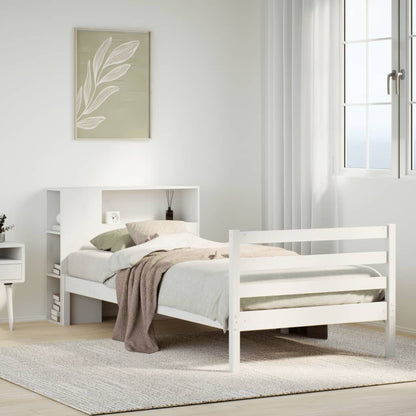 Bookcase Bed without Mattress White 75x190 cm Small Single Solid Wood Pine