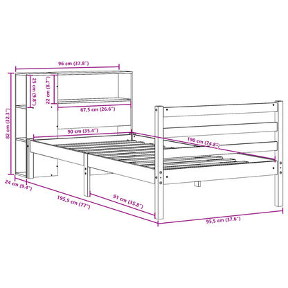 Bookcase Bed without Mattress 90x190 cm Single Solid Wood Pine