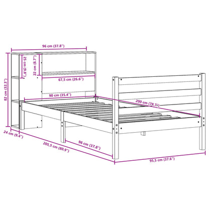 Bookcase Bed without Mattress 90x200 cm Solid Wood Pine