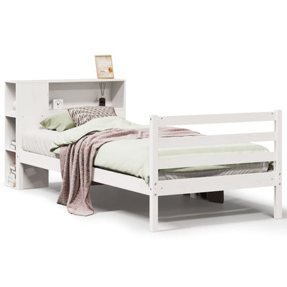 Bookcase Bed without Mattress White 100x200 cm Solid Wood Pine