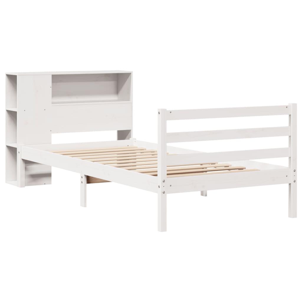Bookcase Bed without Mattress White 100x200 cm Solid Wood Pine