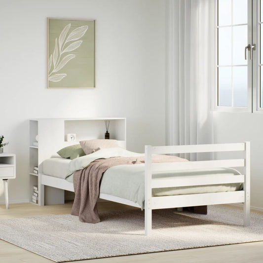 Bookcase Bed without Mattress White 100x200 cm Solid Wood Pine