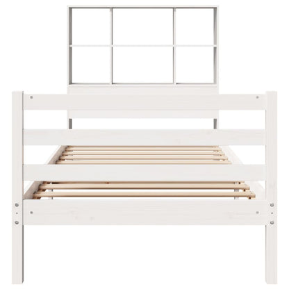 Bookcase Bed without Mattress White 90x190 cm Single Solid Wood Pine