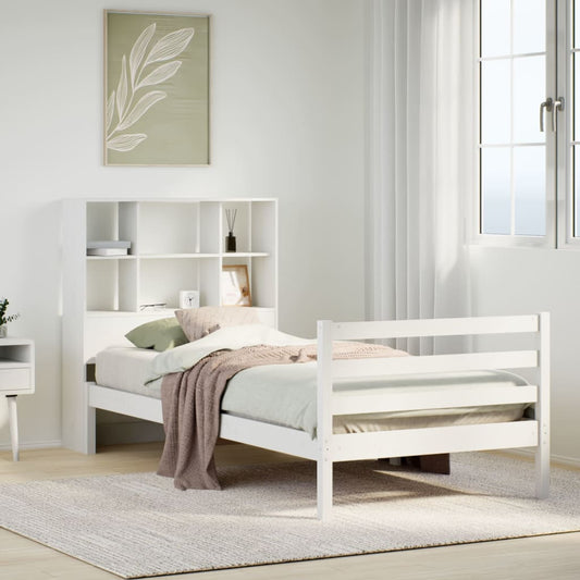 Bookcase Bed without Mattress White 90x190 cm Single Solid Wood Pine