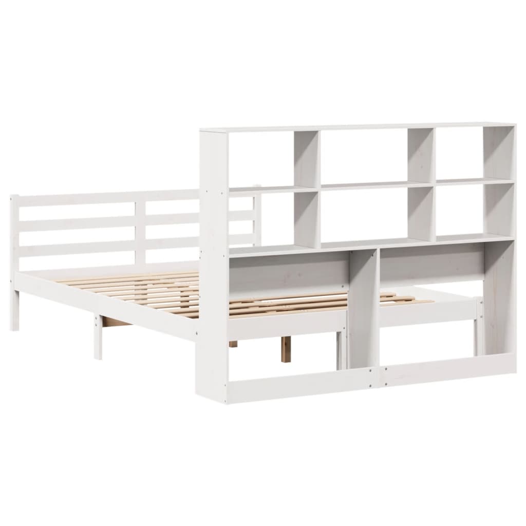 Bookcase Bed without Mattress White 120x190 cm Small Double Solid Wood Pine