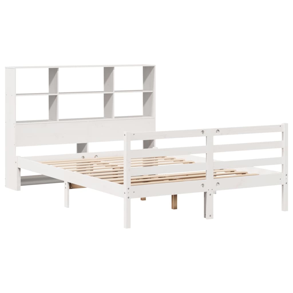 Bookcase Bed without Mattress White 140x190 cm Solid Wood Pine