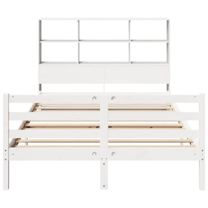 Bookcase Bed without Mattress White 140x190 cm Solid Wood Pine