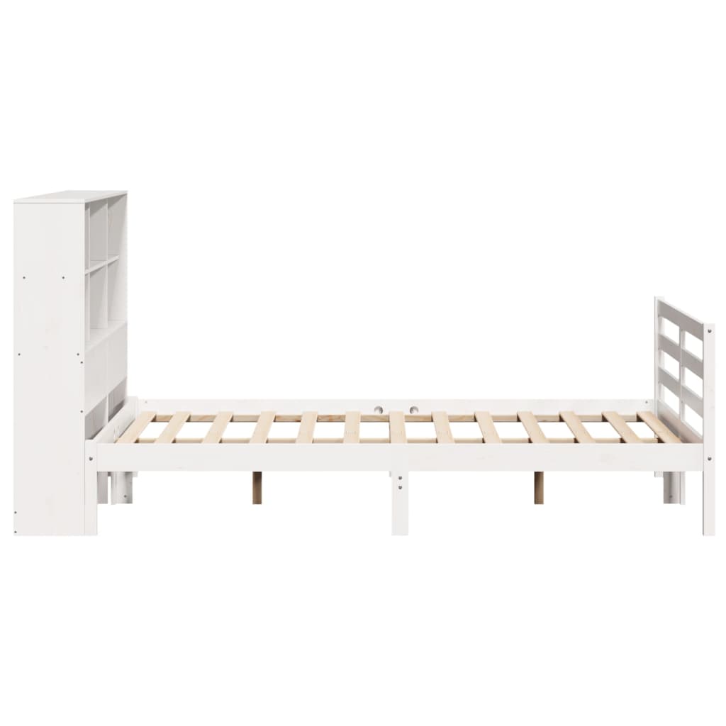 Bookcase Bed without Mattress White 140x190 cm Solid Wood Pine
